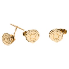 Celine Logo Gold tone Cufflinks and Tie Clip Set