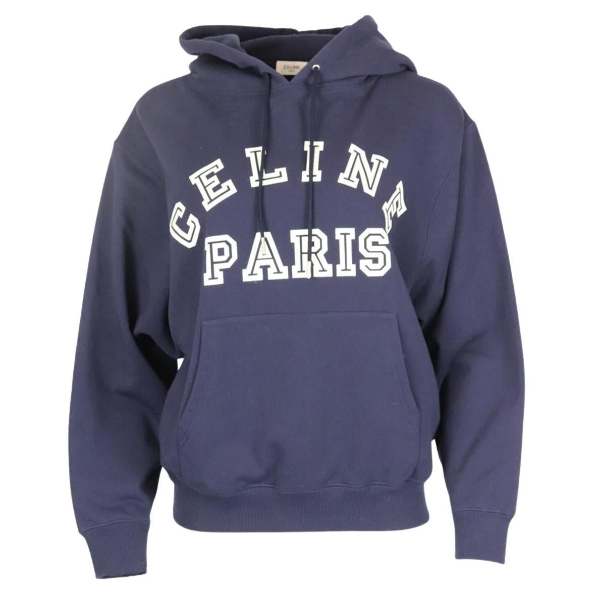 Celine Logo Printed Cotton Jersey Hoodie Small at 1stDibs | celine blue  hoodie, blue celine hoodie, celine hoodie blue