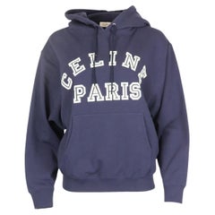 Celine Logo Printed Cotton Jersey Hoodie Small