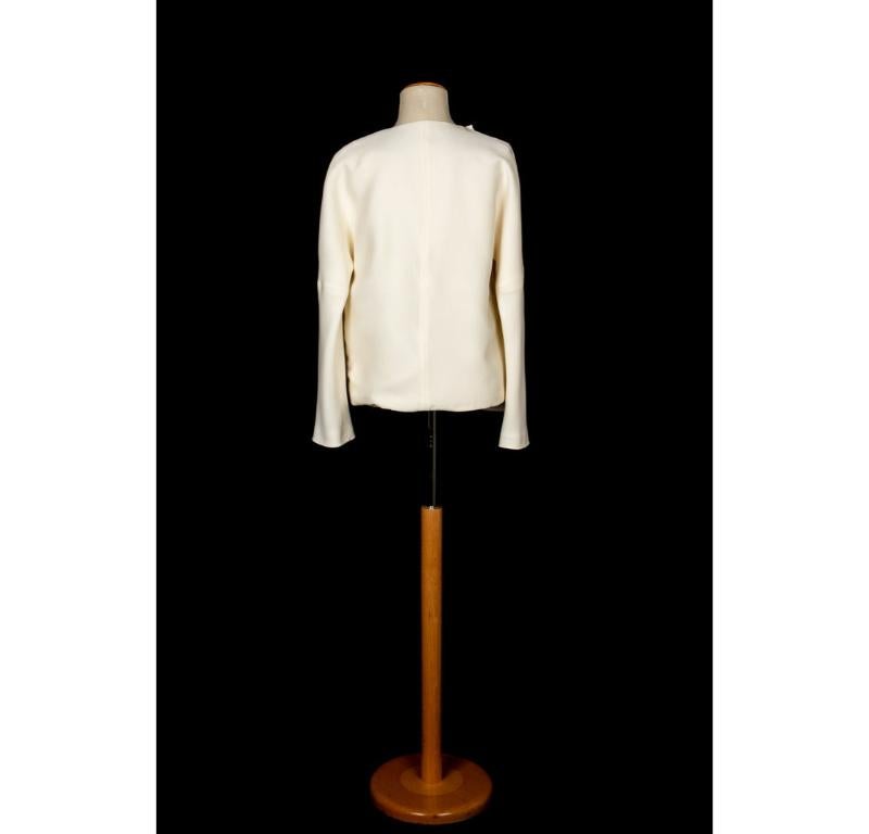 Celine Long-sleeve White Top In Good Condition For Sale In SAINT-OUEN-SUR-SEINE, FR