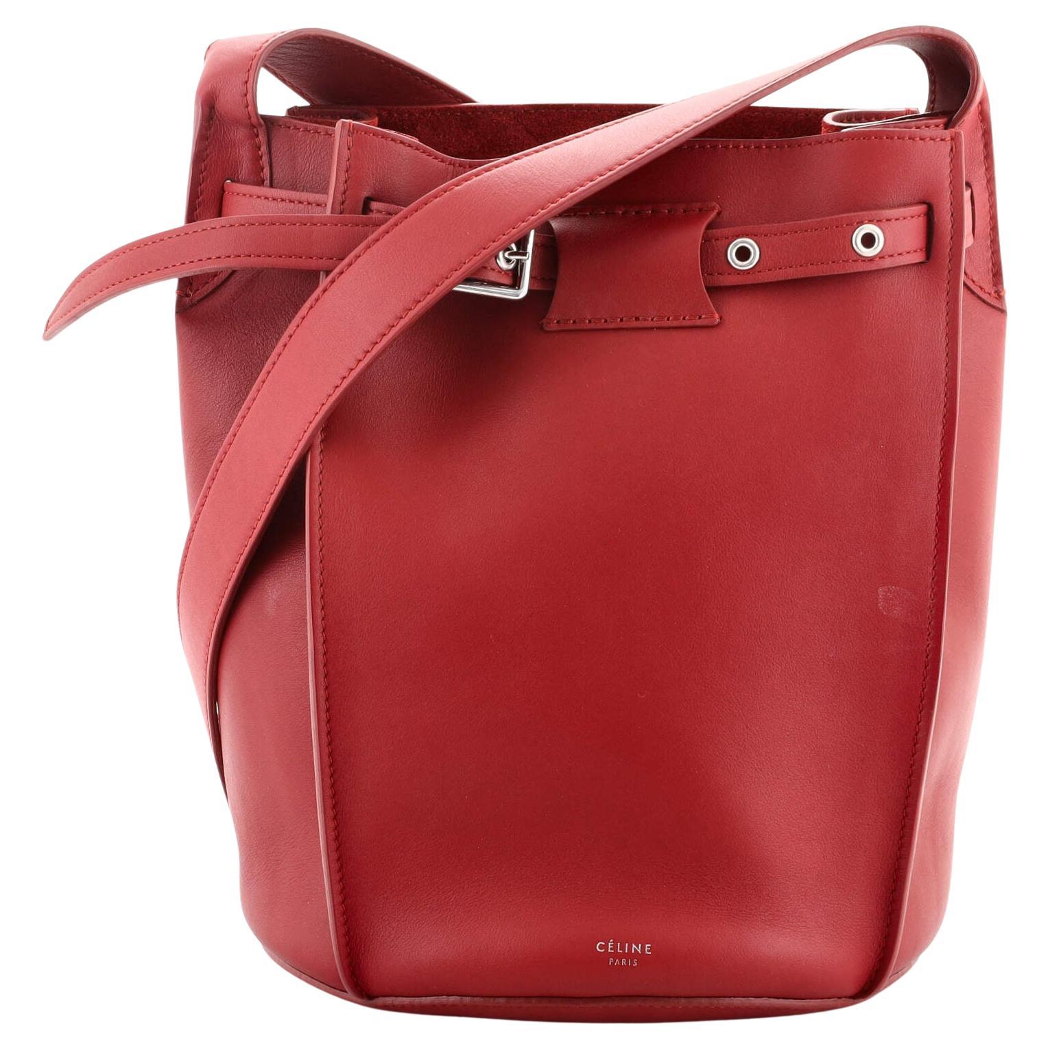 As New Celine of Paris Red Box Leather 'Star' Shoulder Bag with Gold