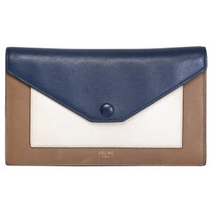 Celine Long Wallet Blue Cream and Brown