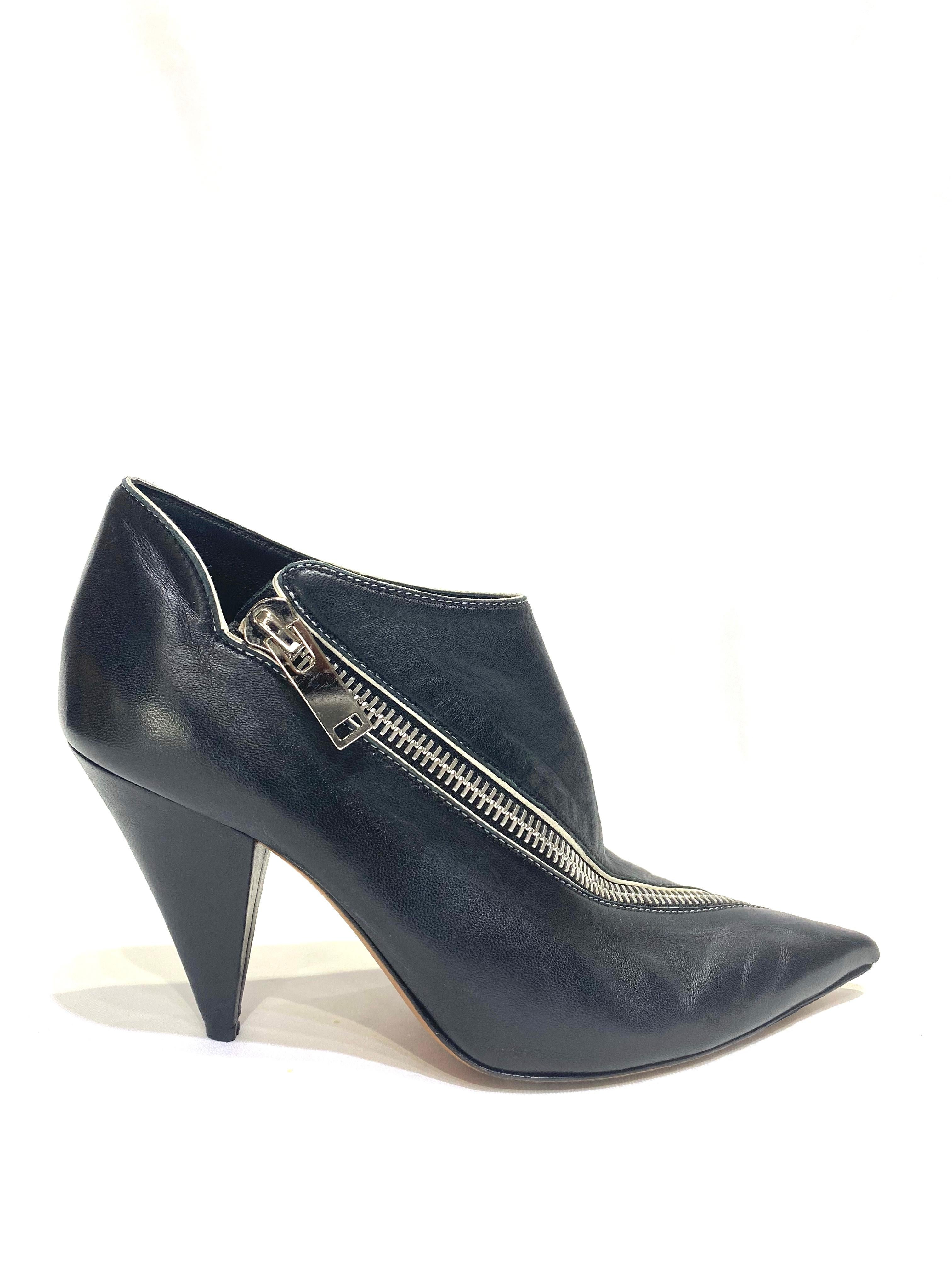 Women's Celine Low Boot 90 Zip Nappa Leather Black Zipper Size 8.5/ 38.5