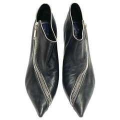 Celine Low Boot 90 Zip Nappa Leather Black Zipper Size 8.5/ 38.5