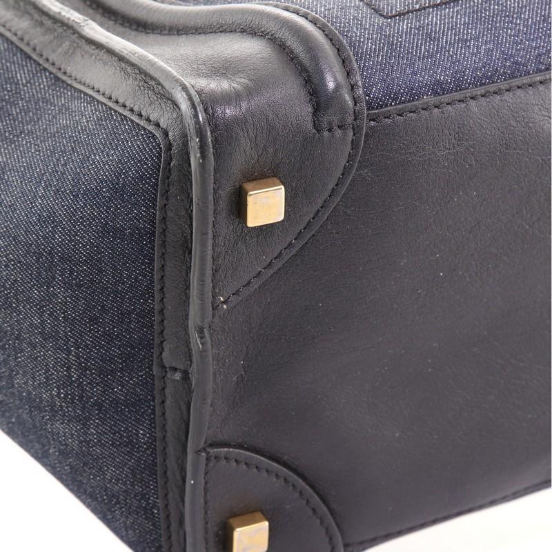 Black Celine Luggage Bag Denim with Leather Mini