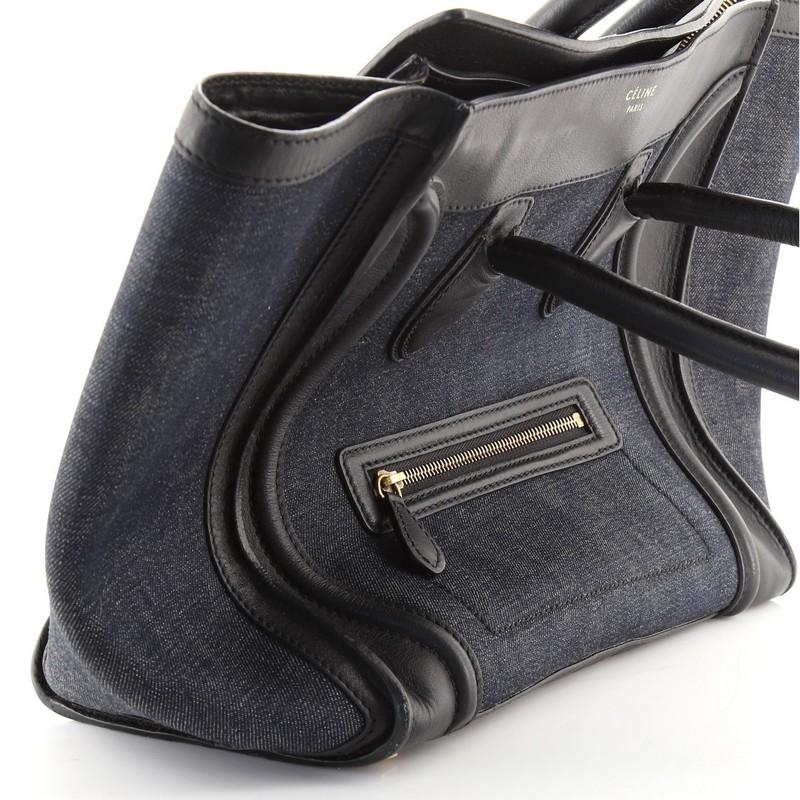 Celine Luggage Bag Denim with Leather Mini 1