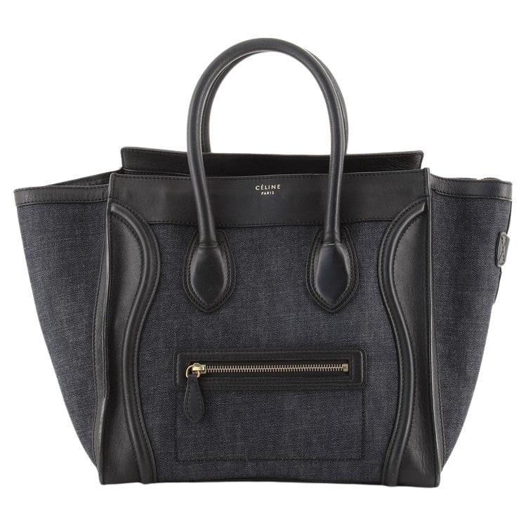 Celine Luggage Bag Denim with Leather Mini