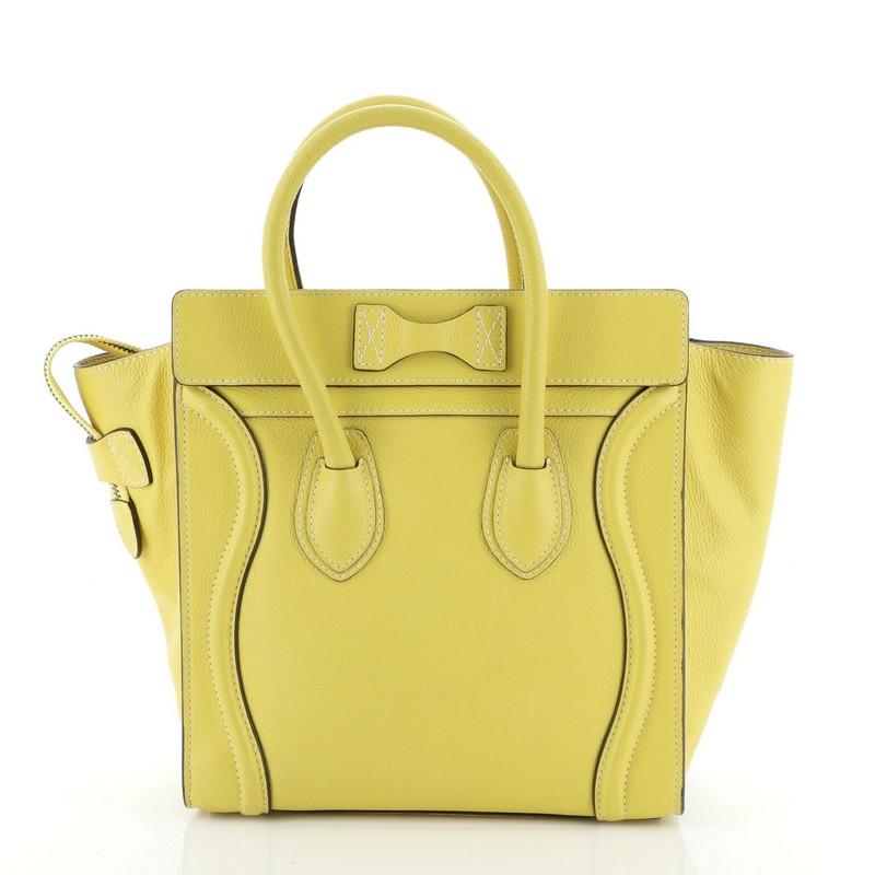 Yellow Celine Luggage Bag Grainy Leather Micro