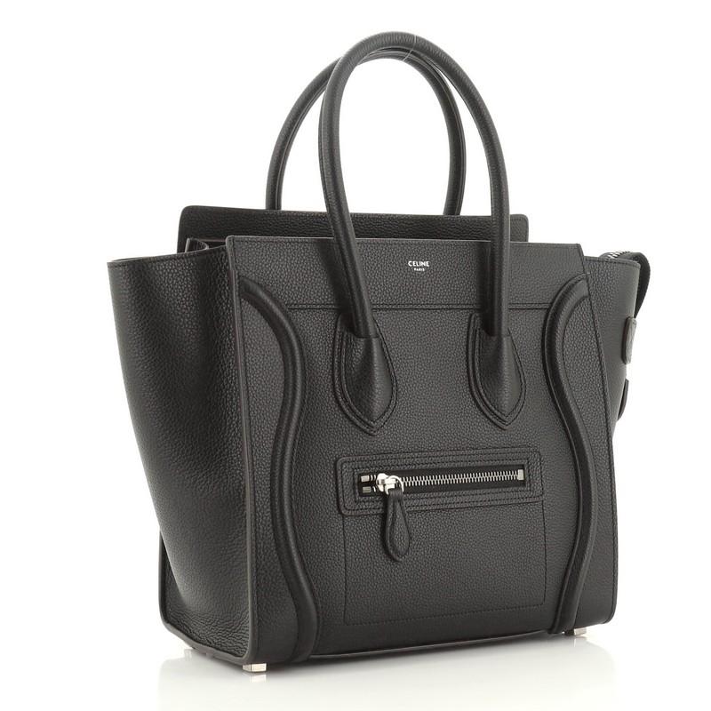 Black Celine  Luggage Bag Grainy Leather Micro