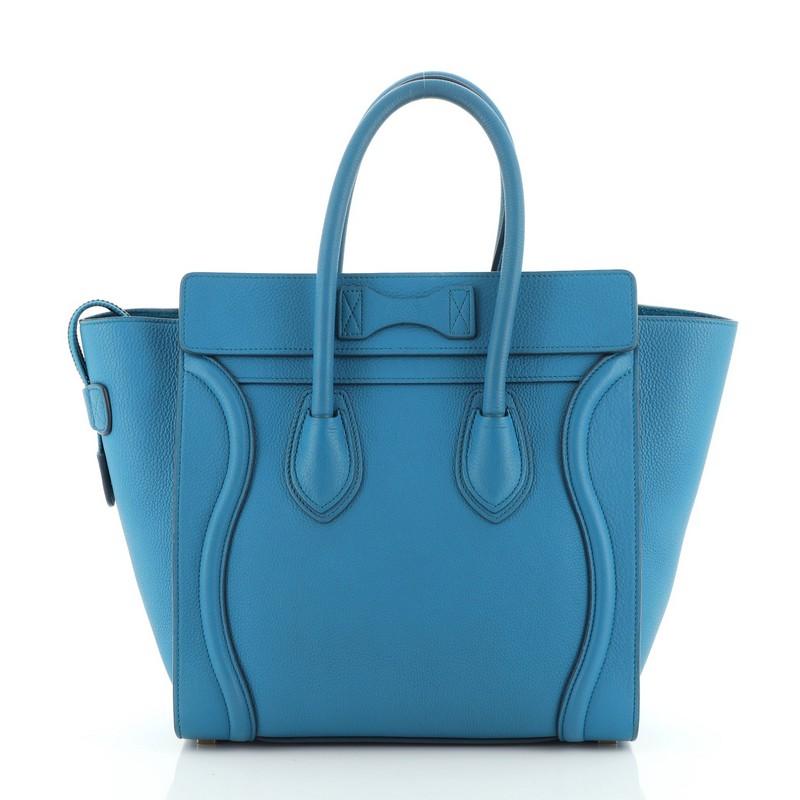 Blue Celine Luggage Bag Grainy Leather Micro