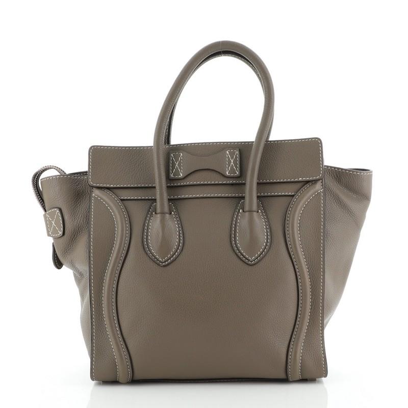 Gray Celine Luggage Bag Grainy Leather Micro