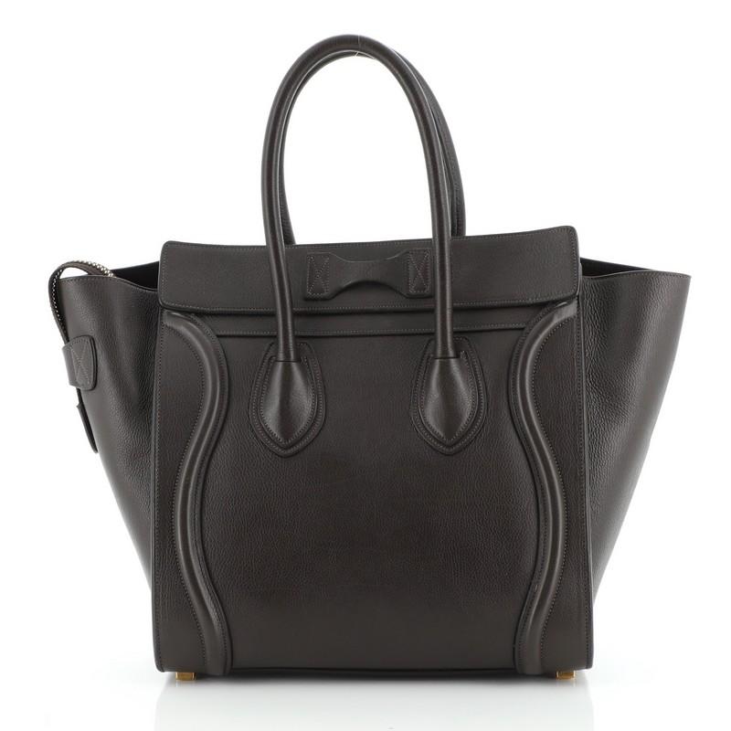 Black Celine Luggage Bag Grainy Leather Micro