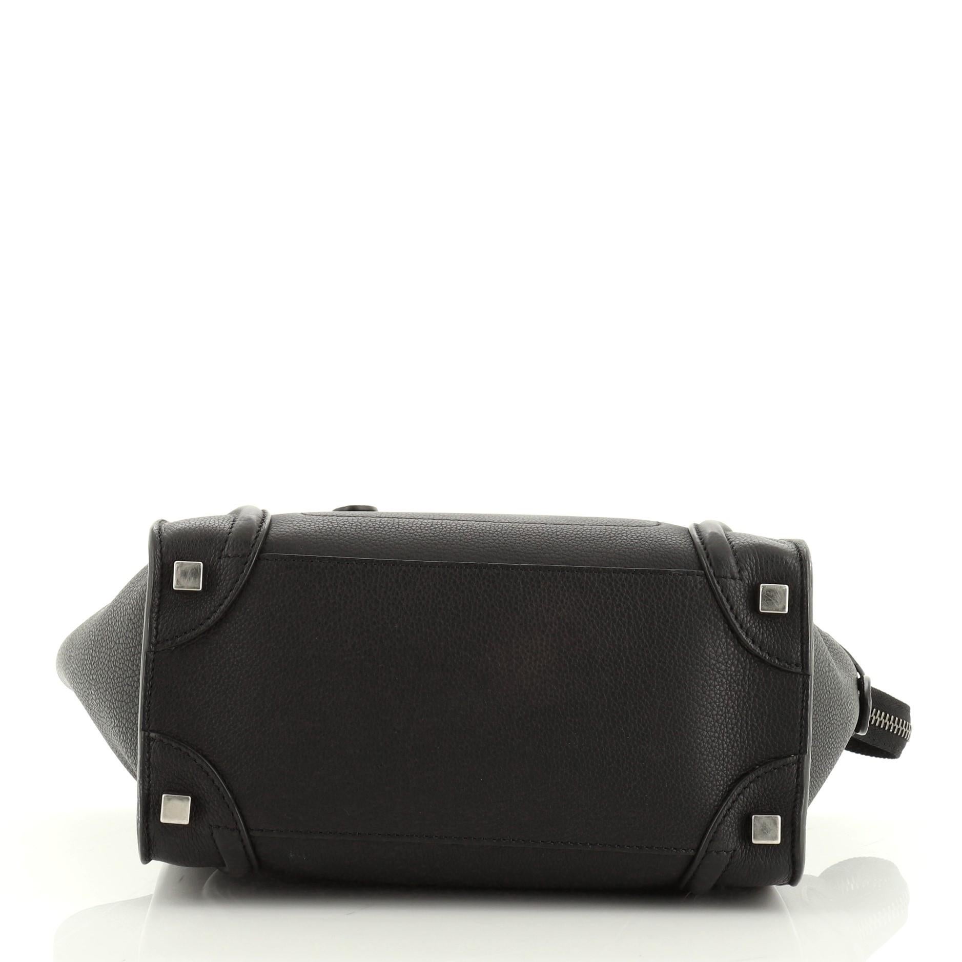 Black Celine Luggage Bag Grainy Leather Micro