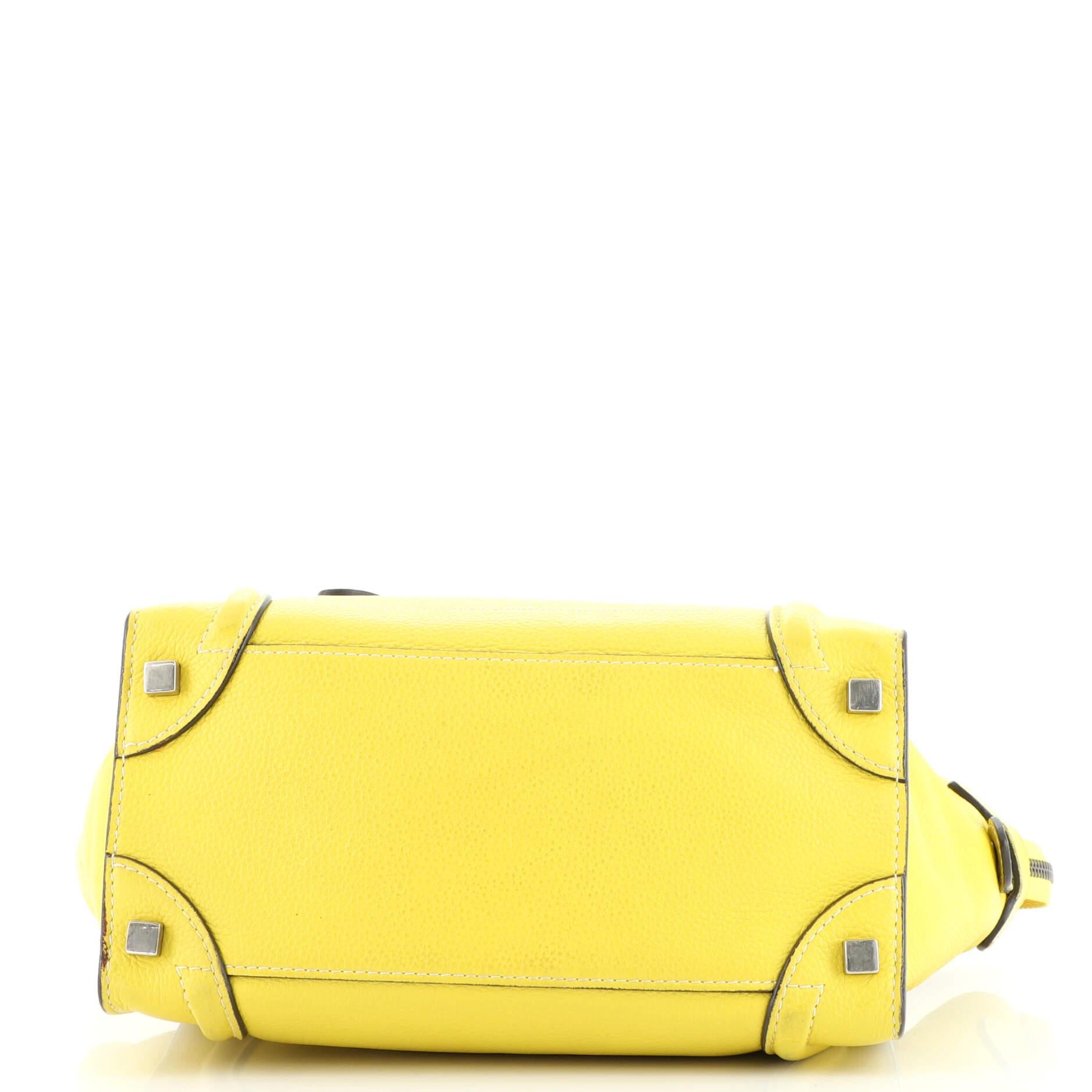 Yellow Celine Luggage Bag Grainy Leather Micro