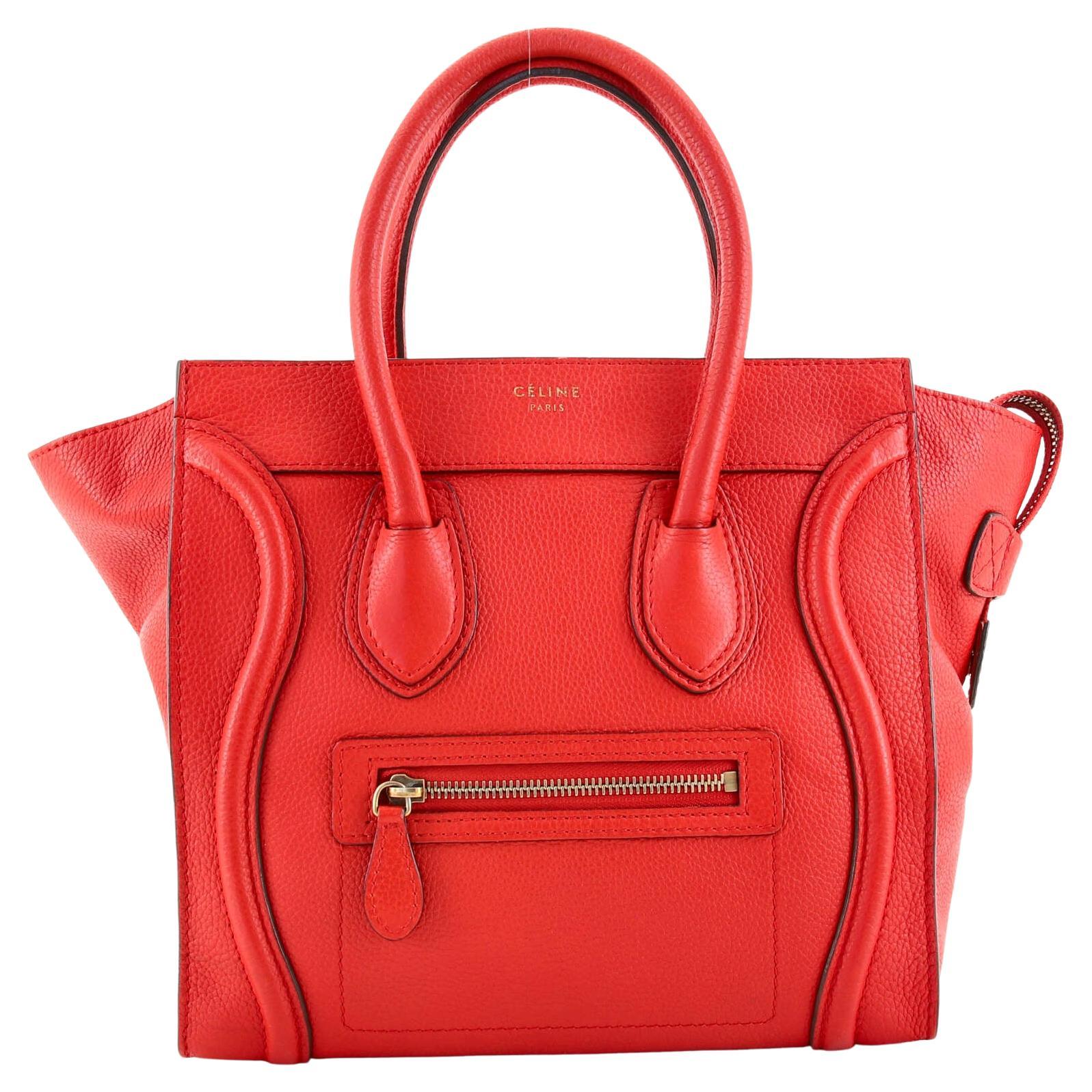 Celine Phantom Red Leather Limited Edition Luggage Tote Bag at 1stDibs