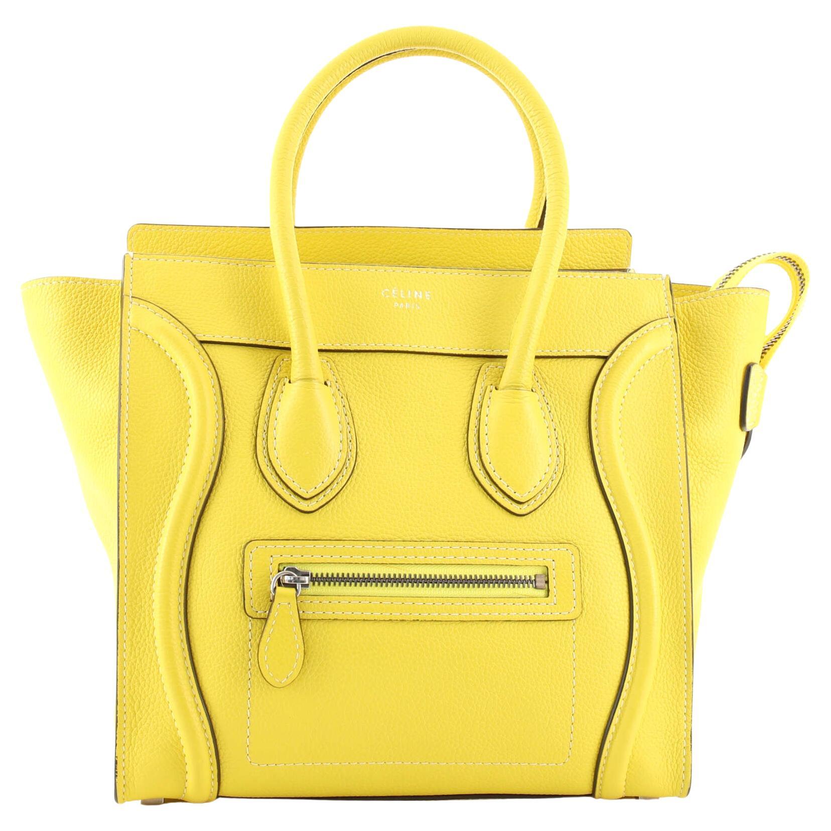 Celine Yellow Leather Mini Luggage Tote For Sale at 1stDibs celine bag