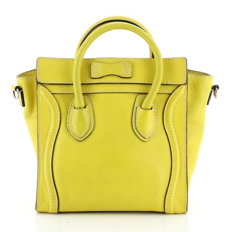 Yellow Celine Luggage Bag Grainy Leather Nano