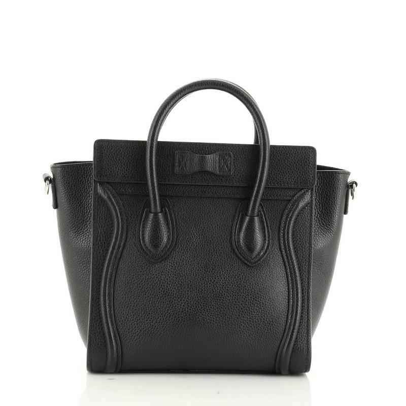 Black Celine Luggage Bag Grainy Leather Nano