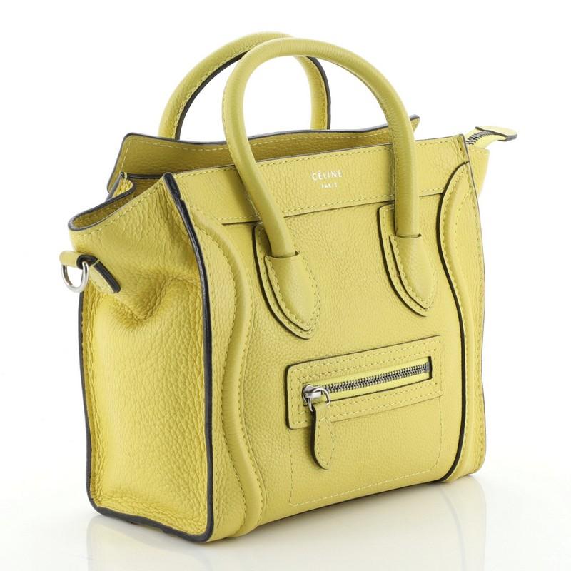 Beige Celine Luggage Bag Grainy Leather Nano