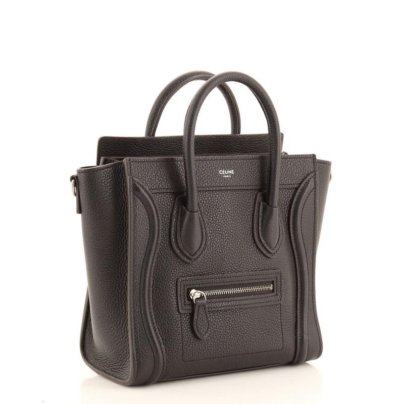 Black Celine Luggage Bag Grainy Leather Nano