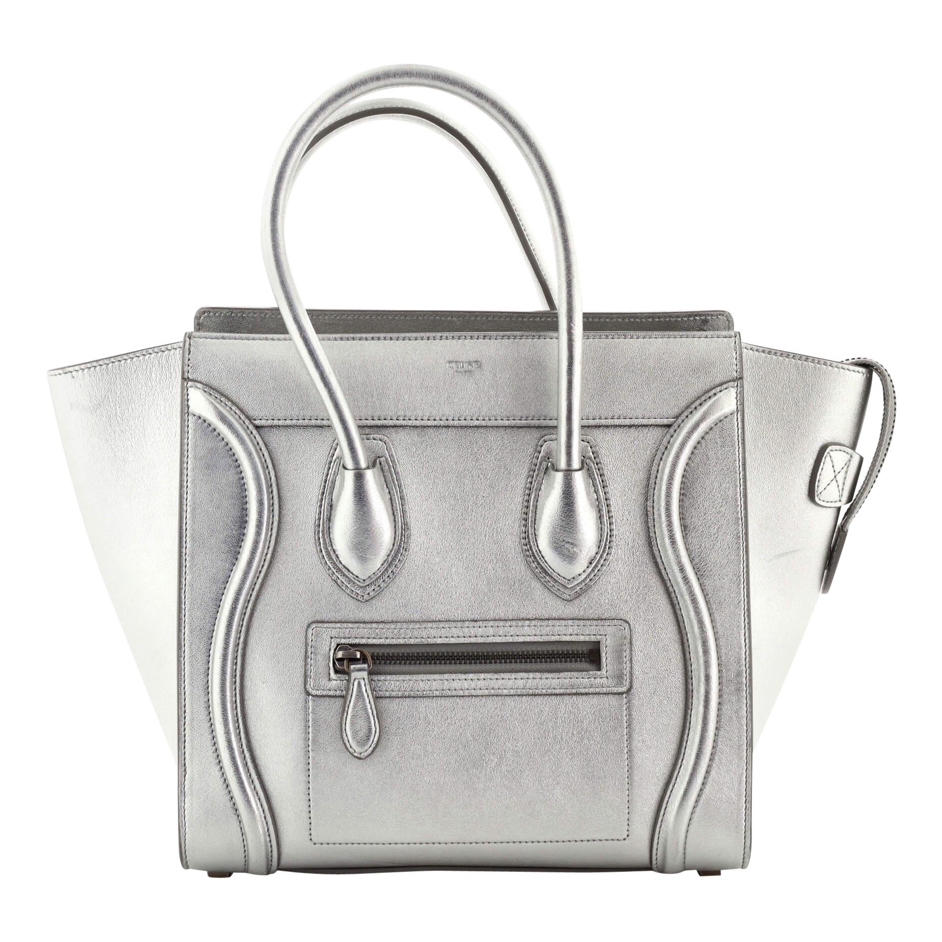 Celine Luggage Bag Metallic Leather Nano