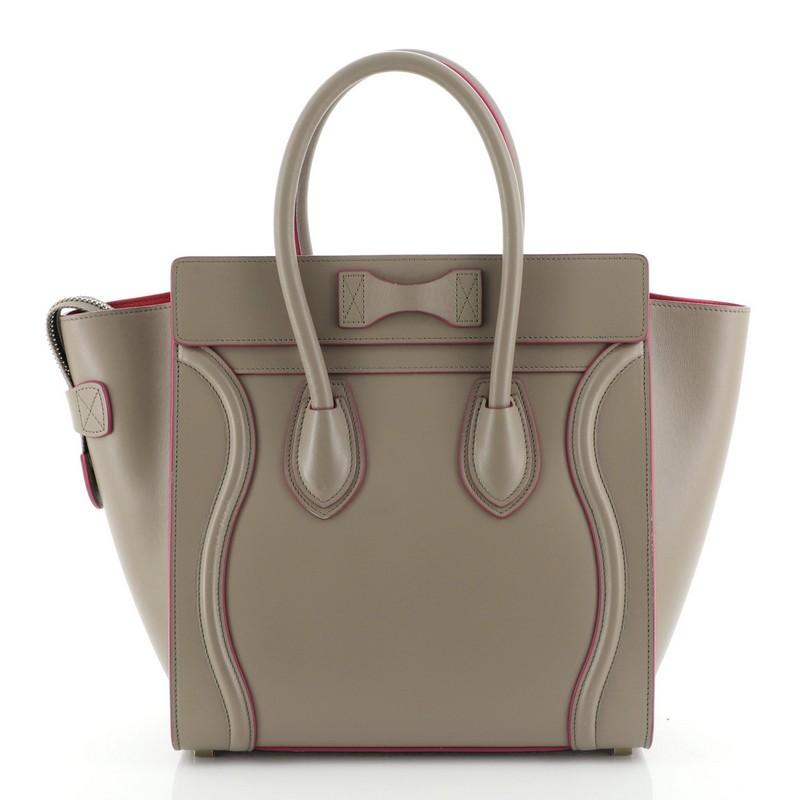 Gray Celine Luggage Bag Smooth Leather Micro