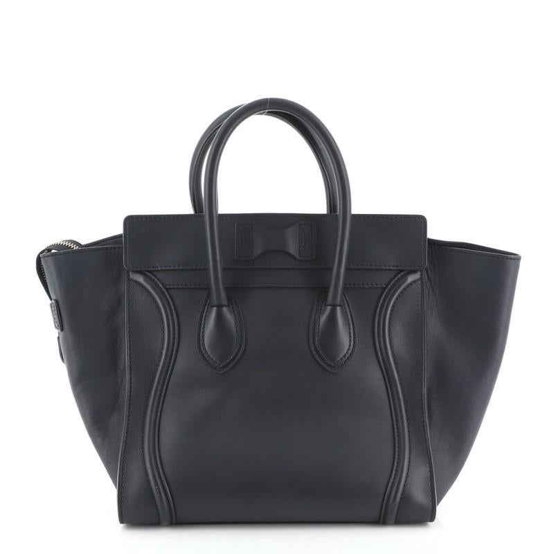 Black Celine Luggage Bag Smooth Leather Mini