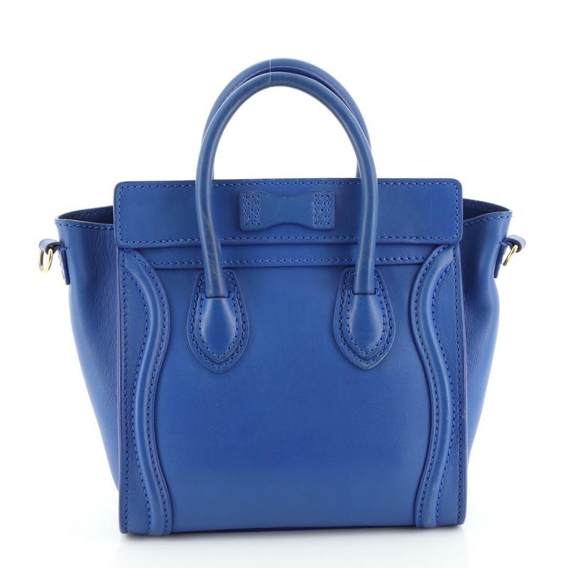 Blue Celine Luggage Bag Smooth Leather Nano