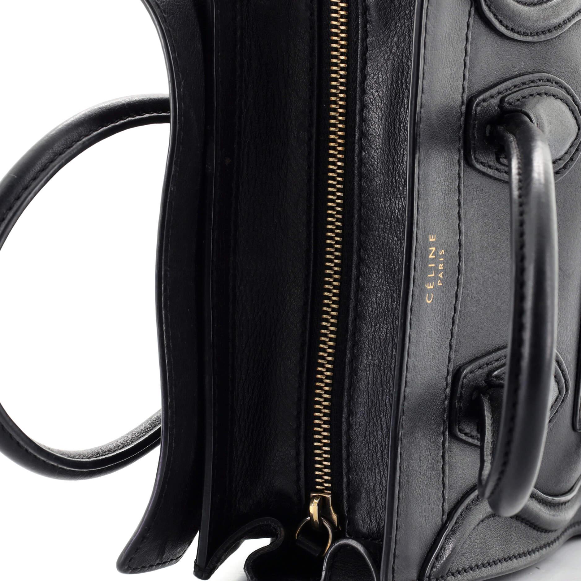 Black Celine Luggage Bag Smooth Leather Nano