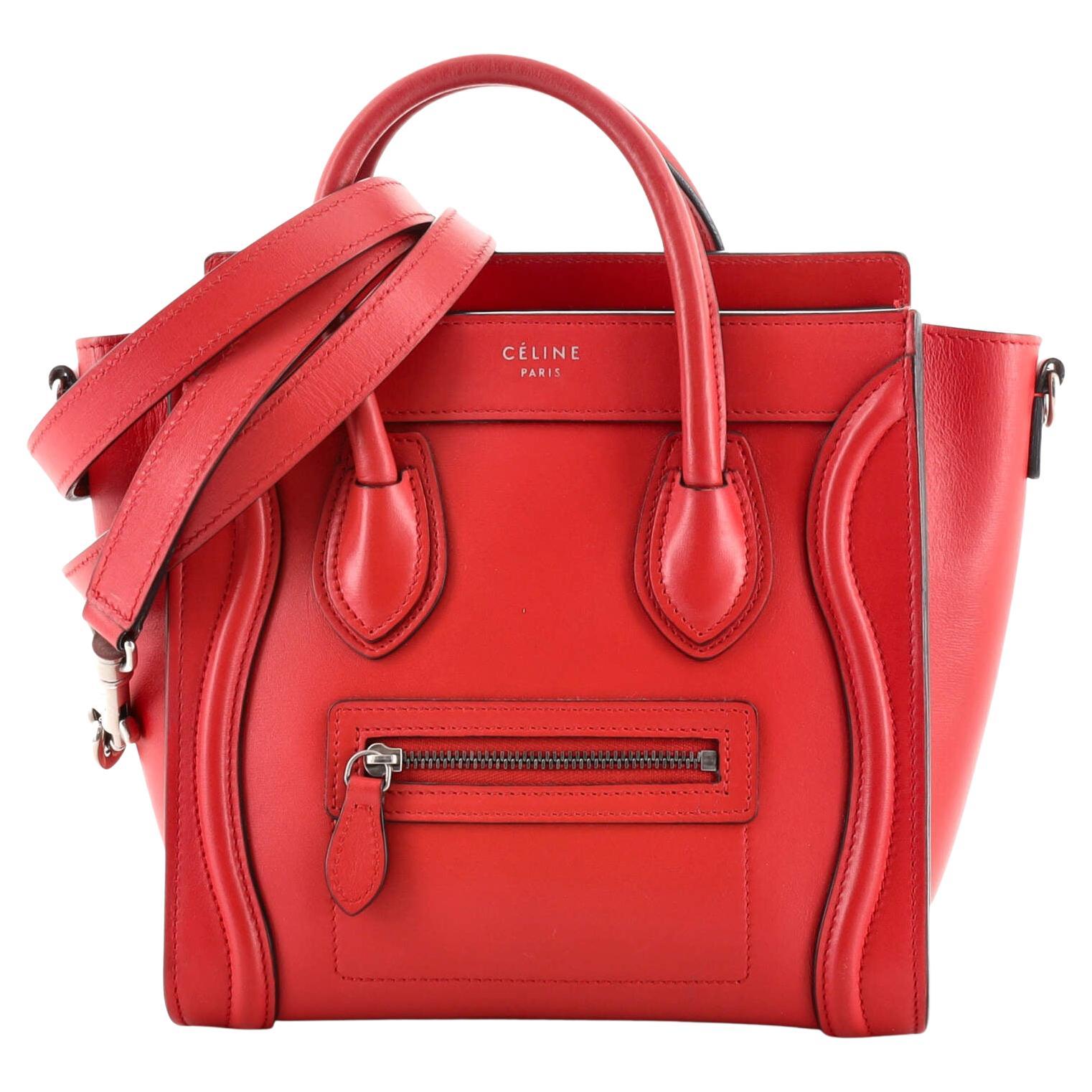 As New Celine of Paris Red Box Leather 'Star' Shoulder Bag with Gold ...