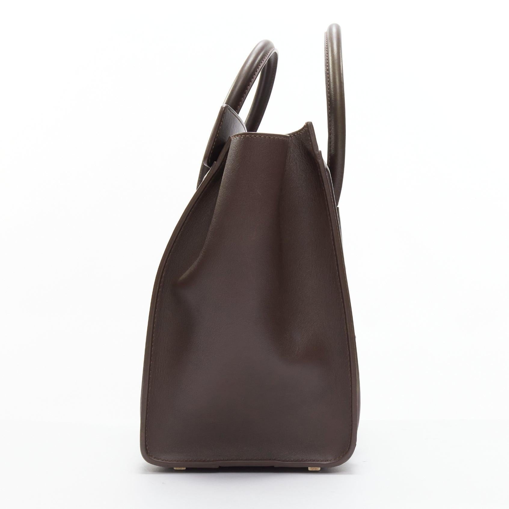 Women's CELINE Luggage burgundy leather front zip logo shopper tote bag
