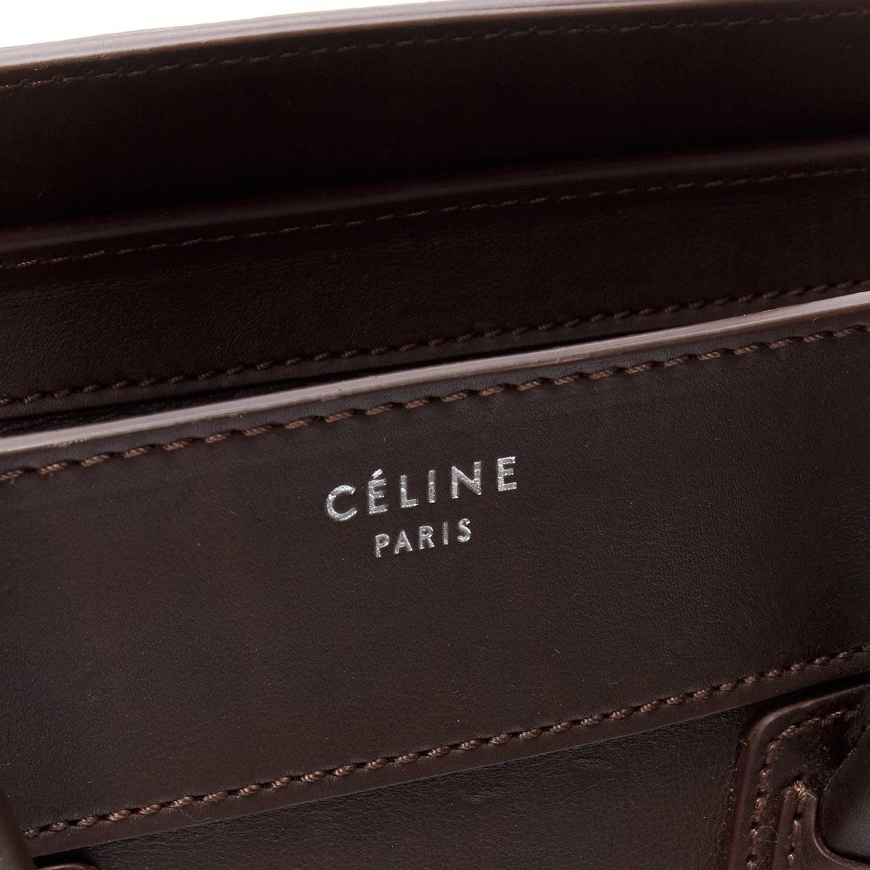 CELINE Luggage burgundy leather front zip logo shopper tote bag 3