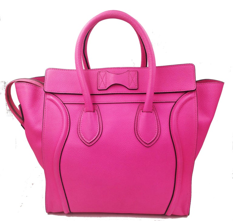 Céline Luggage Calf Micro Pantom Tote Pink Bullhide Leather Shoulder ...