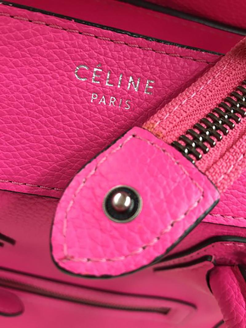 Céline Luggage Calf Micro Pantom Tote Pink Bullhide Leather Shoulder Bag For Sale 2
