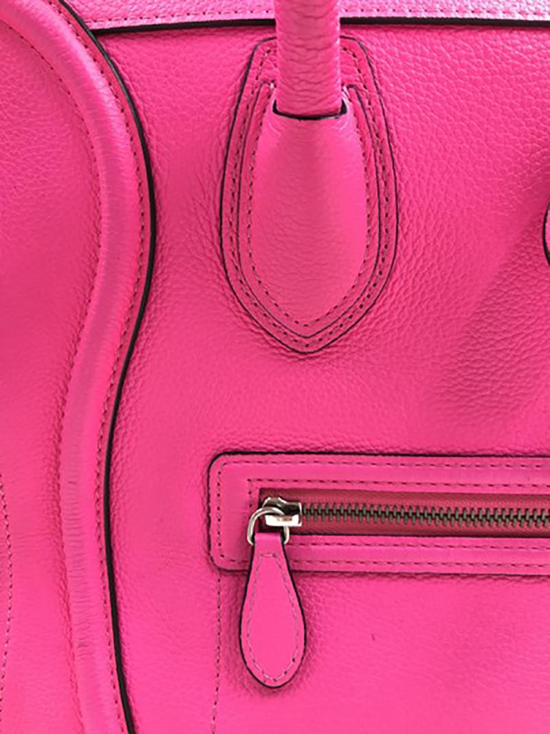 Céline Luggage Calf Micro Pantom Tote Pink Bullhide Leather Shoulder Bag For Sale 3