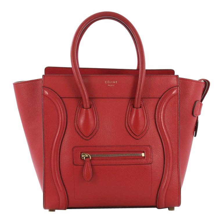 Celine Luggage Handbag Grainy Leather Micro
