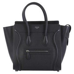 Used Celine Luggage Handbag Grainy Leather Micro