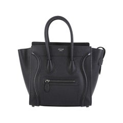Used Celine Luggage Handbag Grainy Leather Micro