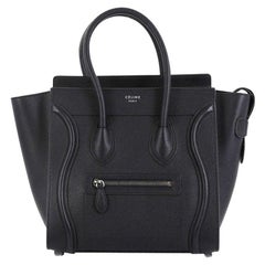 Used Celine Luggage Handbag Grainy Leather Micro