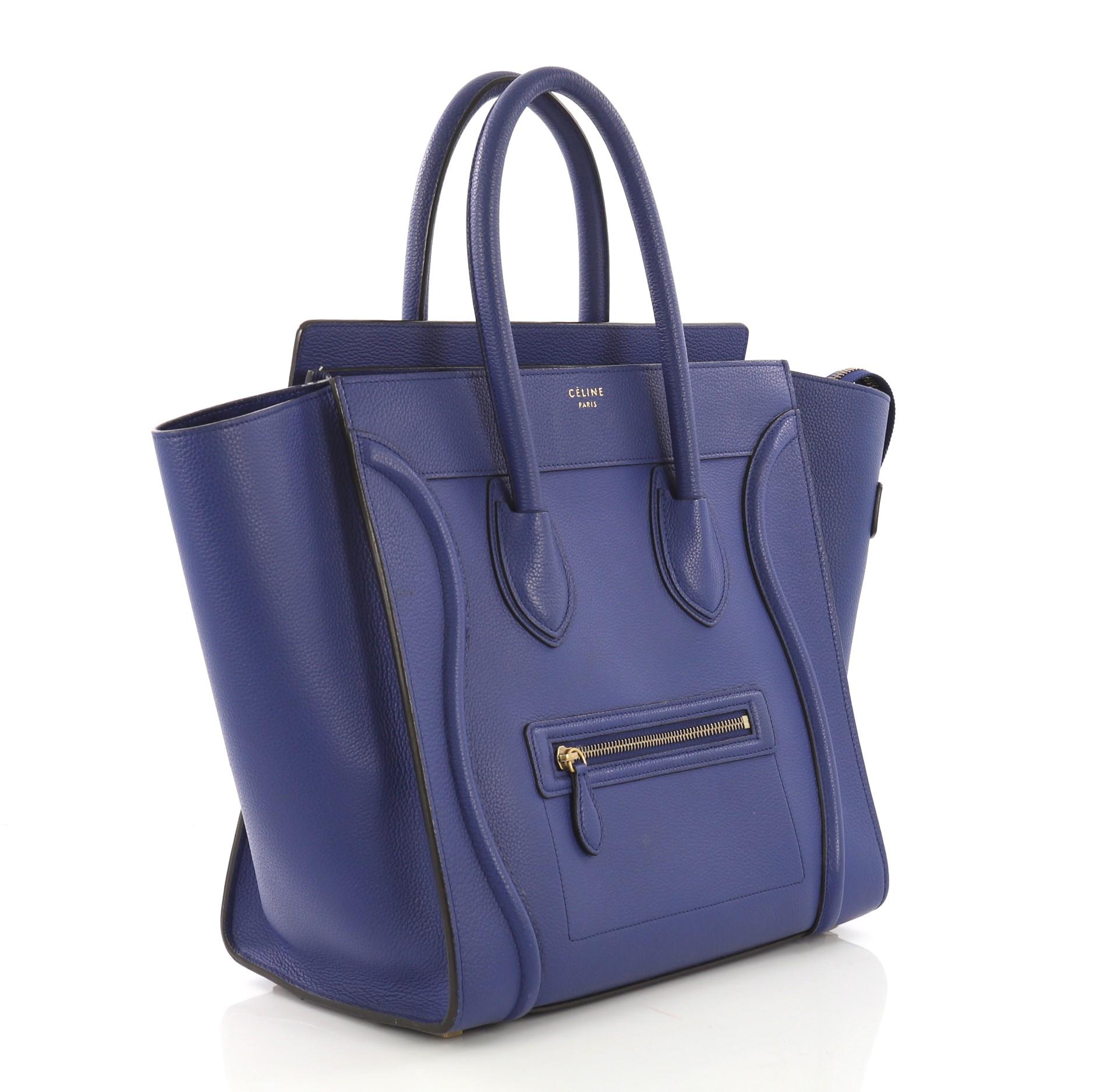 Purple Celine Luggage Handbag Grainy Leather Mini