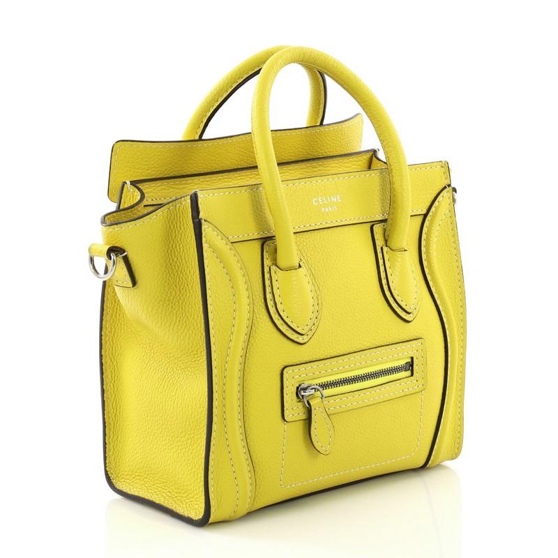 Yellow Celine Luggage Handbag Grainy Leather Nano