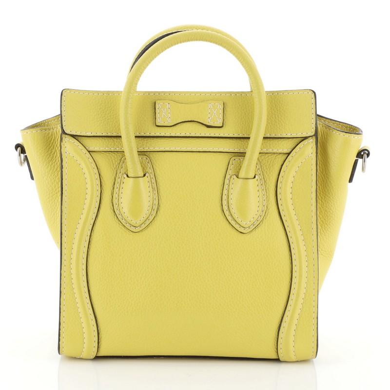Yellow Celine Luggage Handbag Grainy Leather Nano 