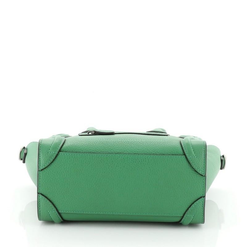 Green Celine Luggage Handbag Grainy Leather Nano