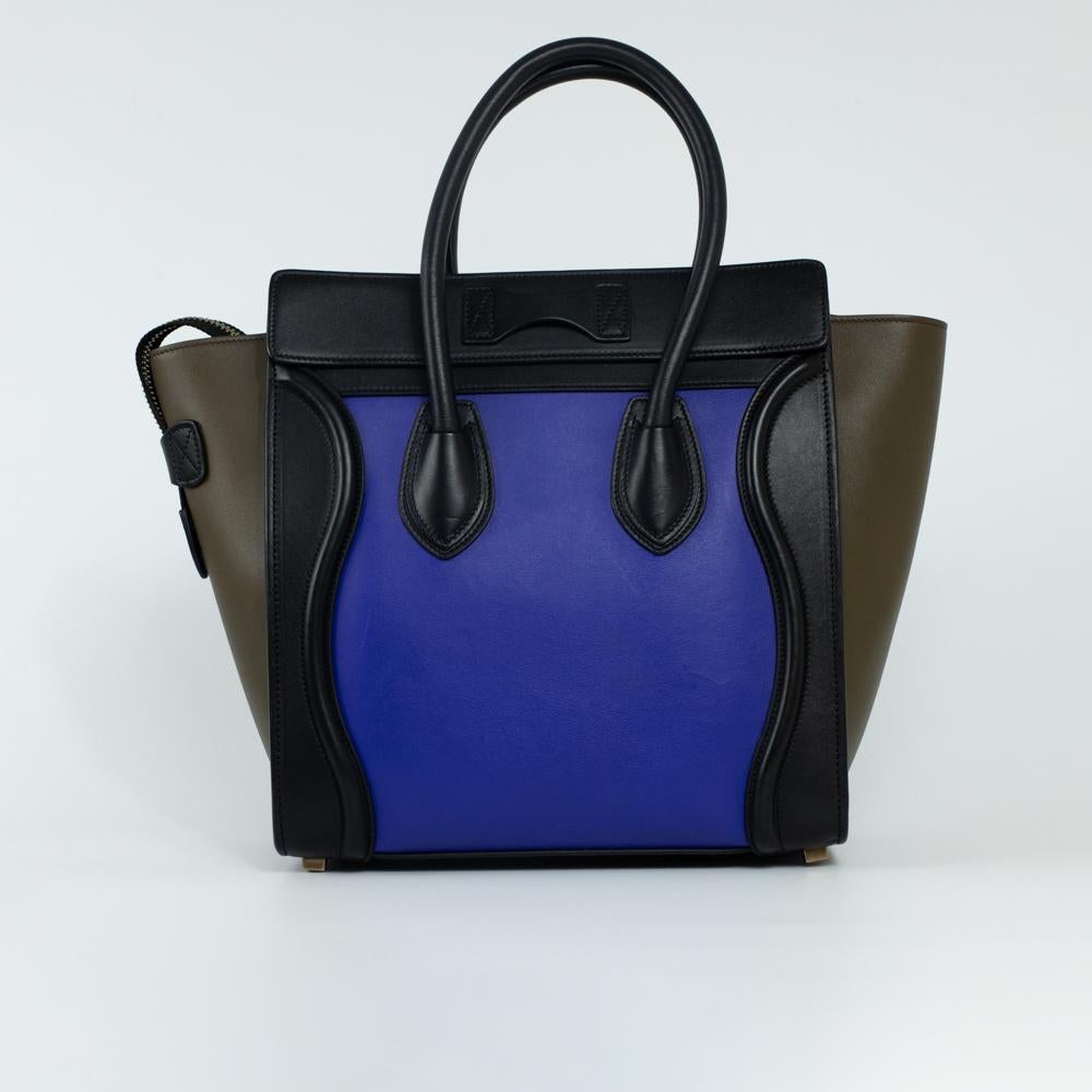 Black CÉLINE luggage Handbag in Blue Leather