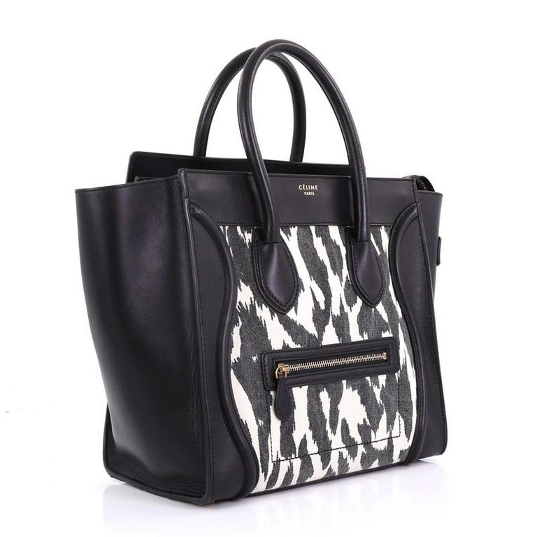 Celine Luggage Handbag Printed Textile and Leather Mini at 1stDibs