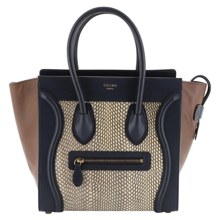 Celine Luggage Handbag Python and Leather Micro