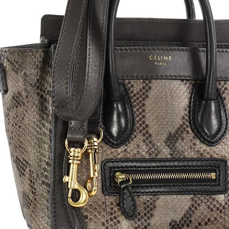 Celine Luggage Handbag Python and Leather Nano 3
