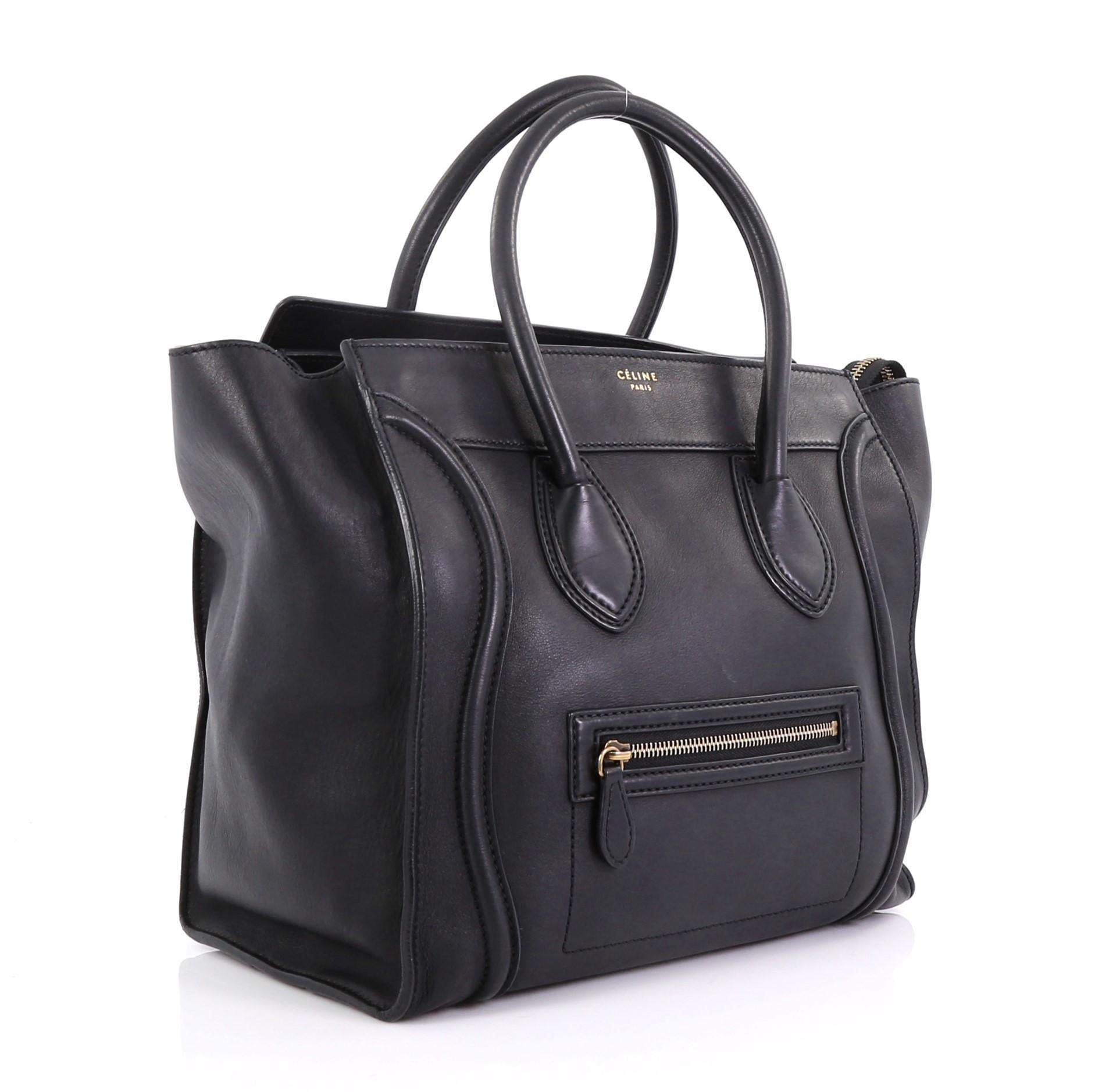 Black Celine Luggage Handbag Smooth Leather Mini