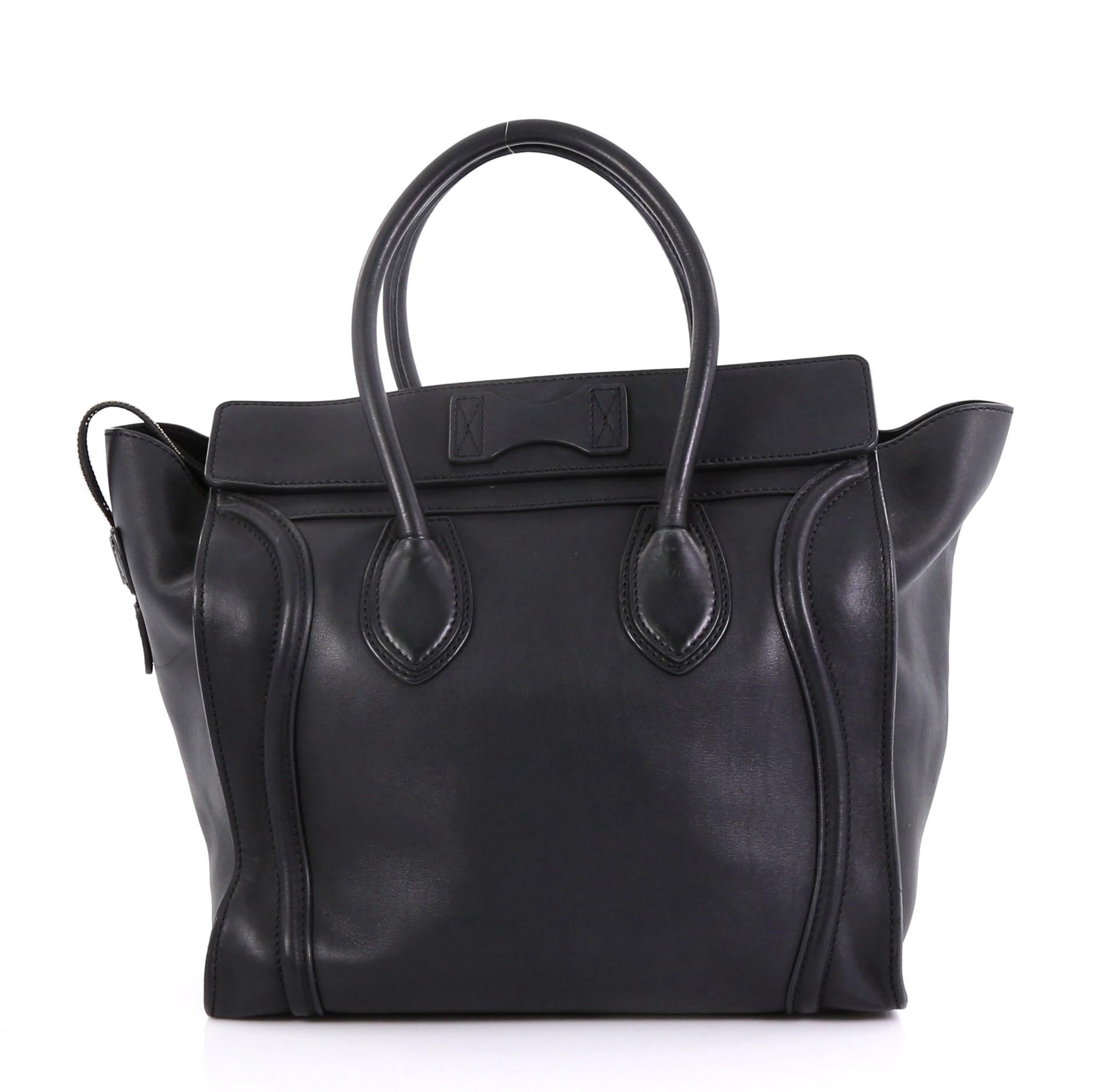 Celine Luggage Handbag Smooth Leather Mini In Good Condition In NY, NY