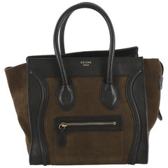 Celine Luggage Handbag Suede Micro
